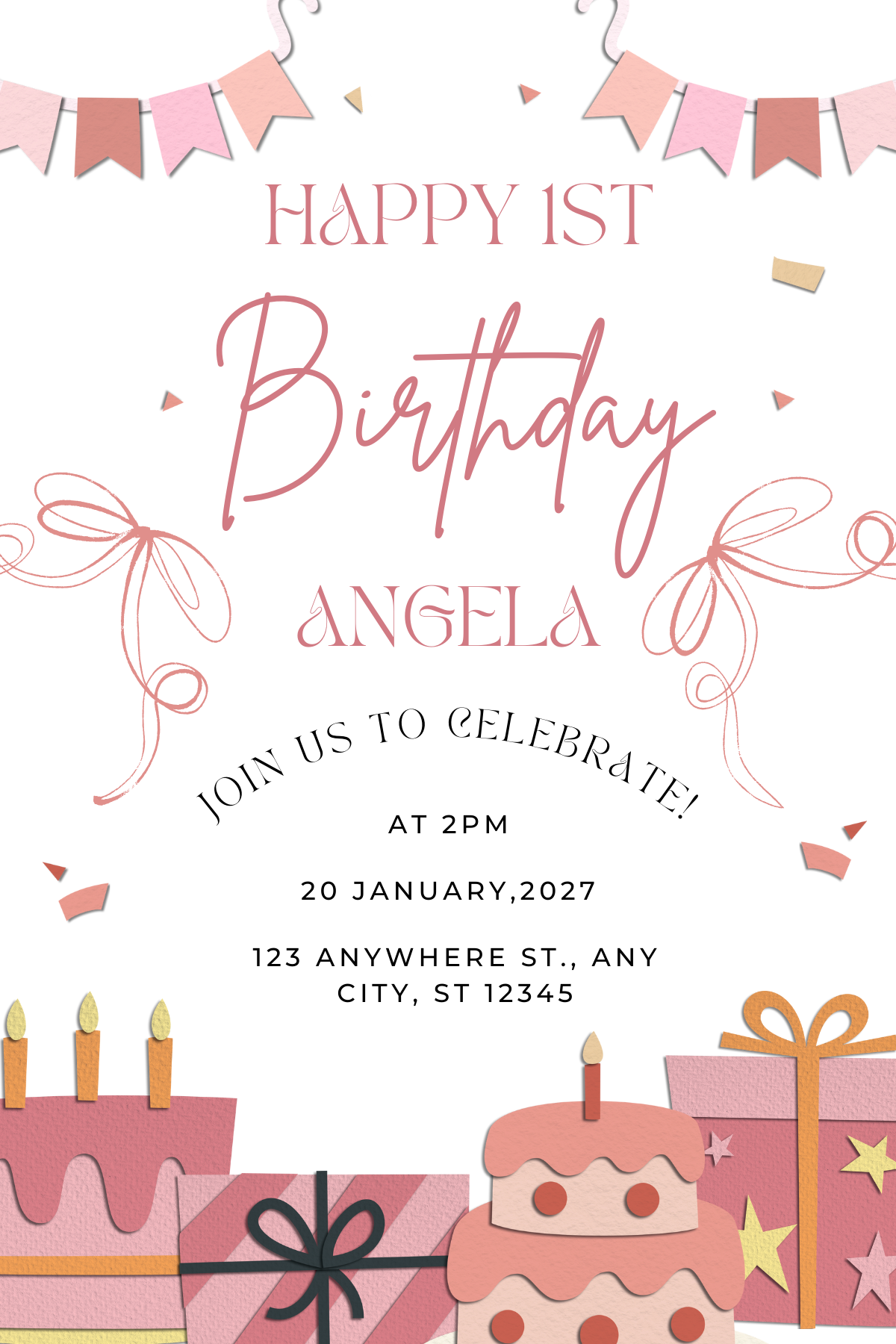 Pink Birthday Card Invitation